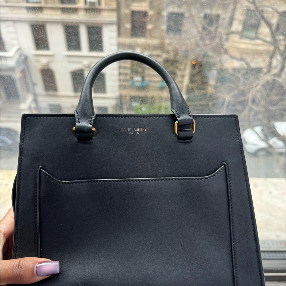 Yves Saint Laurent Black Satchel Structured Leather